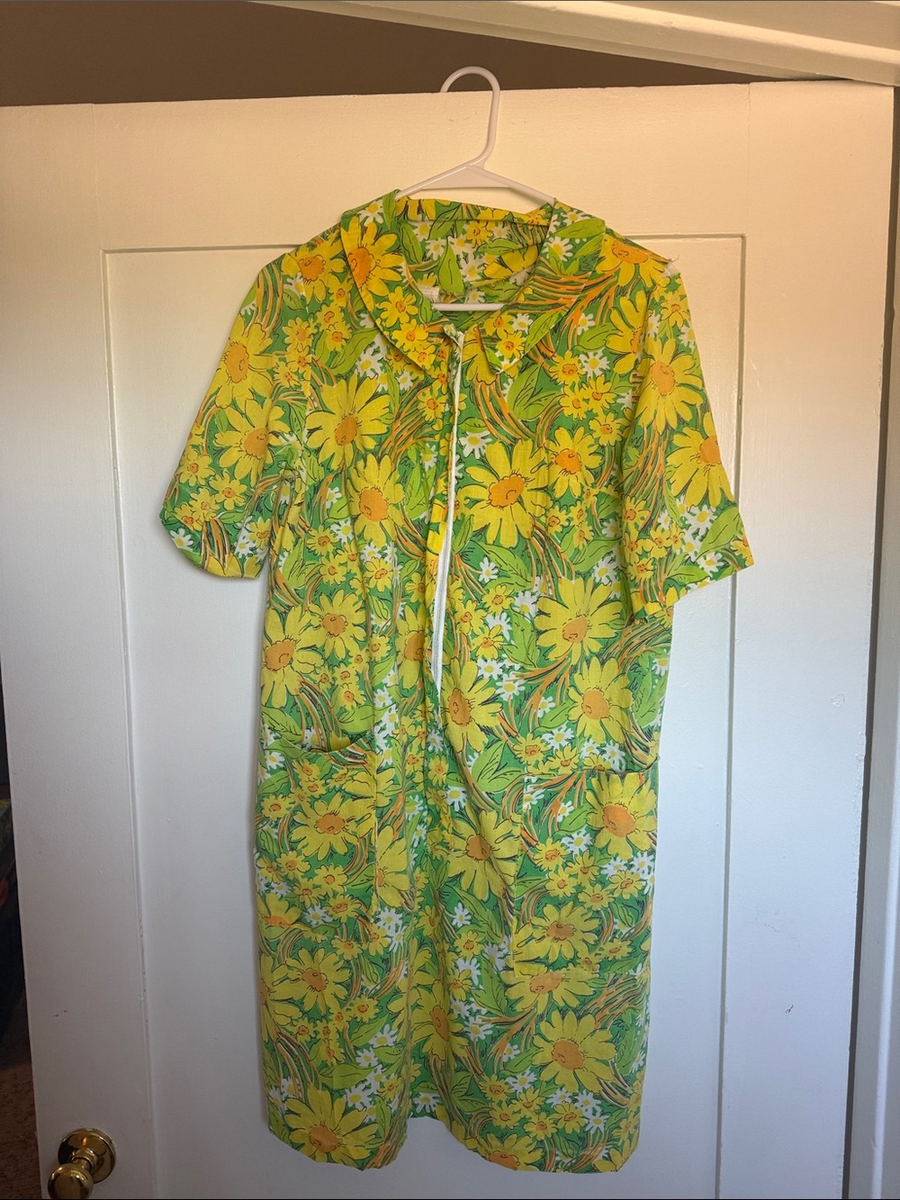 Vintage Yellow & Green Floral Dress